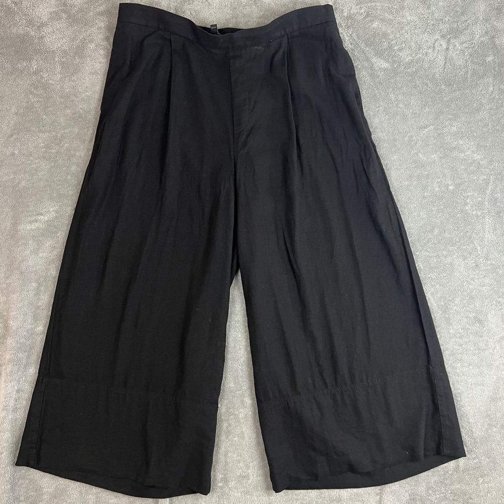 Banana Republic Wide Leg Crop Pants Womens XL Black Linen Blend Boho Resort
